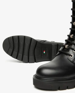 Nero Giardini Anfibi Donna in Pelle Nero