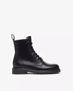 Nero Giardini Anfibi Donna in Pelle Nero Outlet