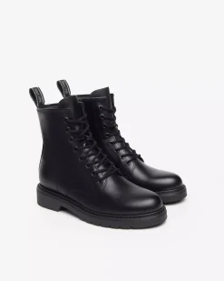 Nero Giardini Anfibi Donna in Pelle Nero Outlet