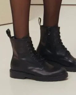 Nero Giardini Anfibi Donna in Pelle Nero Outlet