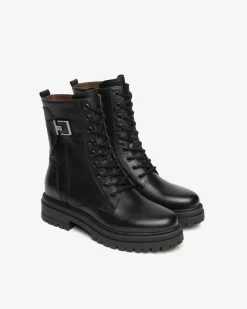 Nero Giardini Anfibi Donna in Pelle Nero Hot