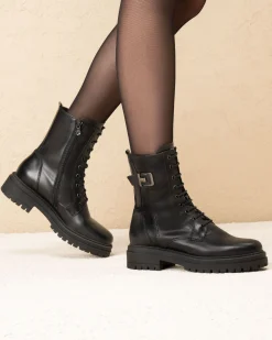 Nero Giardini Anfibi Donna in Pelle Nero Hot
