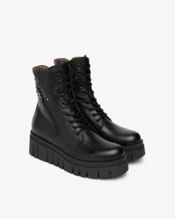 Nero Giardini Anfibi Donna in Pelle Nero Hot