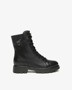Nero Giardini Anfibi Donna in Pelle Nero Outlet