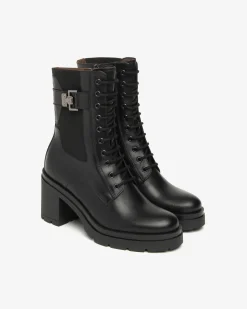 Nero Giardini Anfibi Donna in Pelle Nero Hot