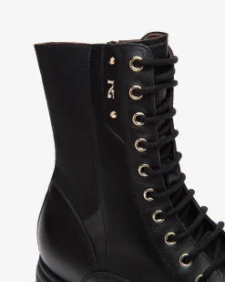 Nero Giardini Anfibi Donna in Pelle Nero New