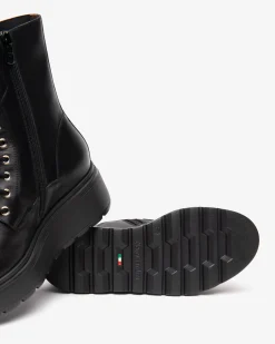 Nero Giardini Anfibi Donna in Pelle Nero New