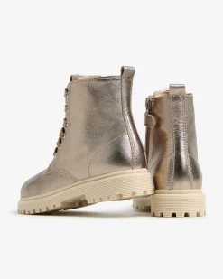 Nero Giardini Anfibi Junior da Bambina in Pelle Oro Clearance
