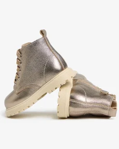 Nero Giardini Anfibi Junior da Bambina in Pelle Oro Hot