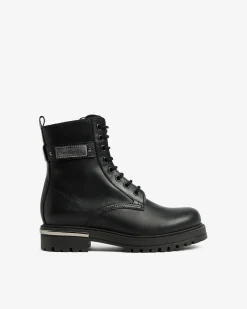 Nero Giardini Anfibi Teen da Ragazza in Pelle Nero Discount