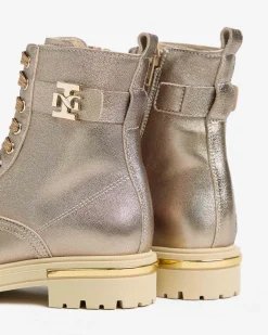 Nero Giardini Anfibi Teen da Ragazza in Pelle Oro Sale