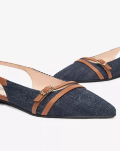 Nero Giardini Ballerine Donna in Tessuto e Pelle Blu Outlet