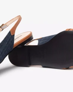 Nero Giardini Ballerine Donna in Tessuto e Pelle Blu Outlet
