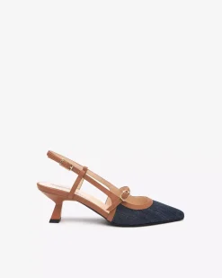 Nero Giardini Décolleté Donna in Tessuto e Pelle Blu Discount