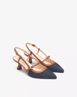 Nero Giardini Décolleté Donna in Tessuto e Pelle Blu Discount