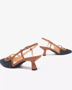 Nero Giardini Décolleté Donna in Tessuto e Pelle Blu Discount