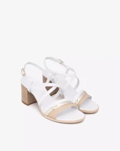Nero Giardini Sandali Donna in Pelle e Materiale Tecnico Bianco Discount
