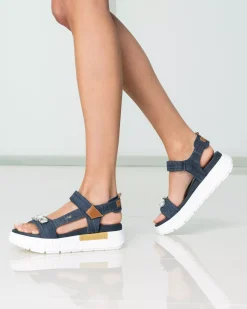 Nero Giardini Sandali Donna in Tessuto e Pelle Blu Best