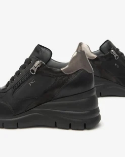 Nero Giardini Sneakers Donna in Pelle e Materiale Tecnico Nero Online