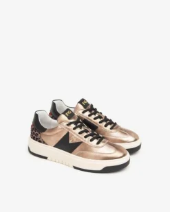 Nero Giardini Sneakers Donna in Pelle, Materiale Tecnico e Suede Oro New