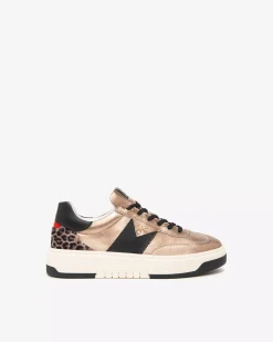 Nero Giardini Sneakers Donna in Pelle, Materiale Tecnico e Suede Oro New