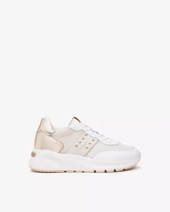 Nero Giardini Sneakers Donna in Pelle, Tela e Materiale Tecnico Bianco Online