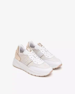 Nero Giardini Sneakers Donna in Pelle, Tela e Materiale Tecnico Bianco Online