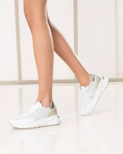 Nero Giardini Sneakers Donna in Pelle, Tela e Materiale Tecnico Bianco Online