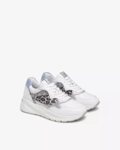 Nero Giardini Sneakers Donna in Suede, Pelle e Materiale Tecnico Bianco