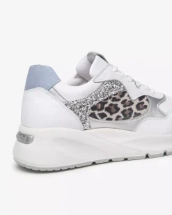 Nero Giardini Sneakers Donna in Suede, Pelle e Materiale Tecnico Bianco