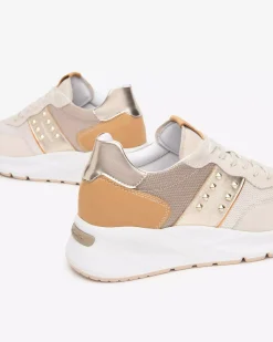 Nero Giardini Sneakers Donna in Suede, Tela e Materiale Tecnico Avorio