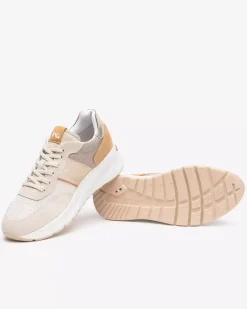 Nero Giardini Sneakers Donna in Suede, Tela e Materiale Tecnico Avorio