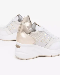 Nero Giardini Sneakers Donna in Suede, Tela e Materiale Tecnico Bianco Hot