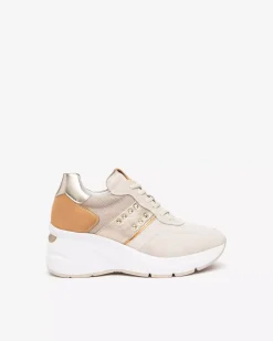 Nero Giardini Sneakers Donna in Suede, Tela e Materiale Tecnico Avorio Sale