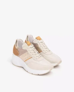 Nero Giardini Sneakers Donna in Suede, Tela e Materiale Tecnico Avorio Sale