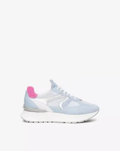 Nero Giardini Sneakers Donna in Suede, Tela e Pelle Celeste Hot