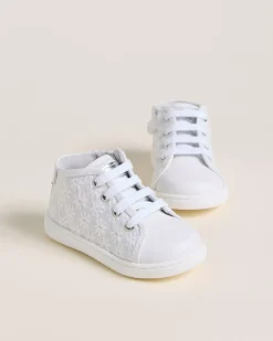 Nero Giardini Sneakers Junior da Bambina in Tessuto e Pelle Bianco Online