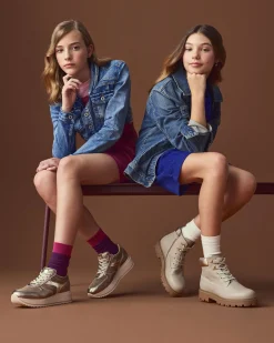 Nero Giardini Sneakers Teen da Ragazza in Pelle, Camoscio e Materiale Tecnico Oro Sale