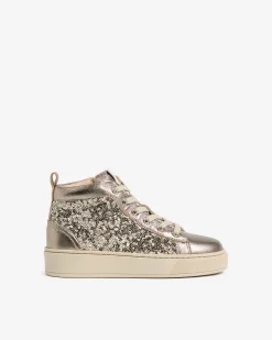 Nero Giardini Sneakers Teen da Ragazza in Pelle e Tessuto Oro Sale
