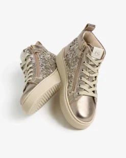 Nero Giardini Sneakers Teen da Ragazza in Pelle e Tessuto Oro Sale