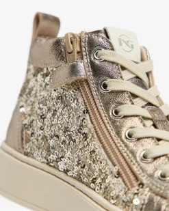 Nero Giardini Sneakers Teen da Ragazza in Pelle e Tessuto Oro Sale