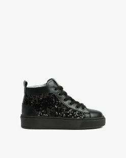 Nero Giardini Sneakers Teen da Ragazza in Pelle e Tessuto Nero Clearance