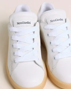 Nero Giardini Sneakers Teen da Ragazza in Pelle Bianco Outlet
