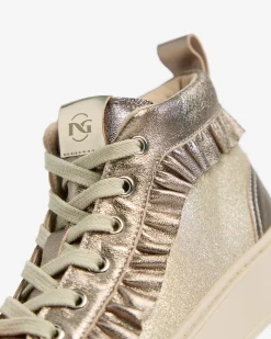 Nero Giardini Sneakers Teen da Ragazza in Pelle e Materiale Tecnico Oro Outlet
