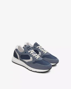 Nero Giardini Sneakers Uomo in Camoscio, Pelle e Tela Avio Hot