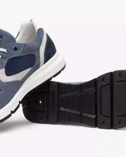 Nero Giardini Sneakers Uomo in Camoscio, Pelle e Tela Avio Hot