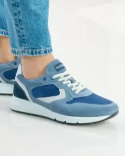 Nero Giardini Sneakers Uomo in Camoscio, Pelle e Tela Avio Hot