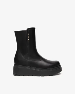 Nero Giardini Stivaletti Donna in Pelle e Tessuto Nero Hot