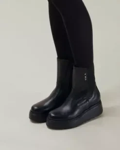 Nero Giardini Stivaletti Donna in Pelle e Tessuto Nero Hot