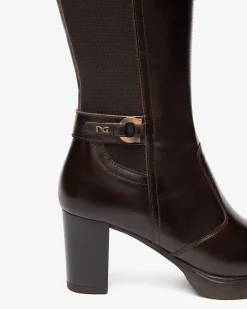 Nero Giardini Stivali Donna in Pelle e Tessuto T. Di Moro Outlet